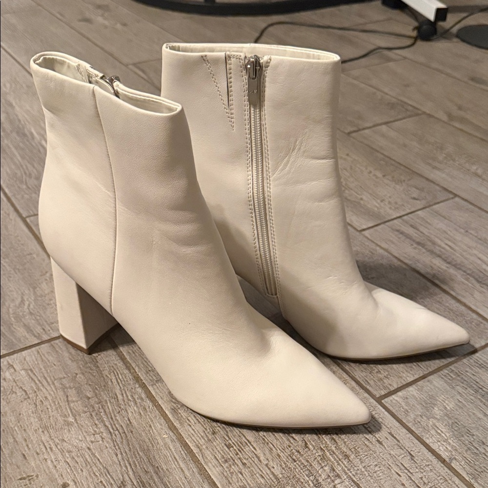Franco Sarto Cream Block Heel Boots
